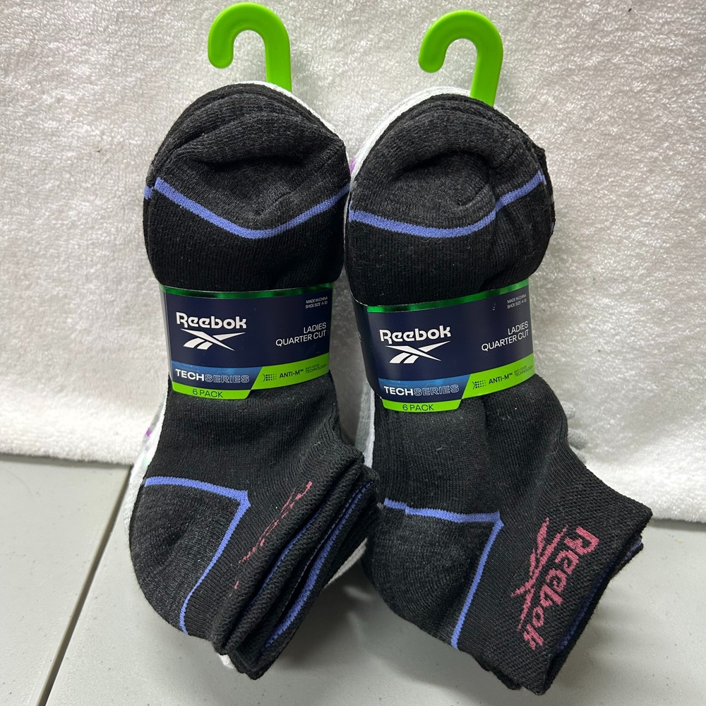 Reebok Womens Size 4-10 Tech Series 6 Pack Ankle Socks Lot of 2